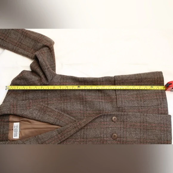 Vintage 80s S.B. II By Bitterman Women's Wool Plaid & Herringbone Blazer Jacket - Picture 9 of 11